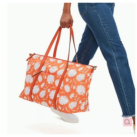 KATE SPADE Jae Blossom Orange Floral Weekender Overnight Travel Bag NEW NWT - Picture 3 of 3